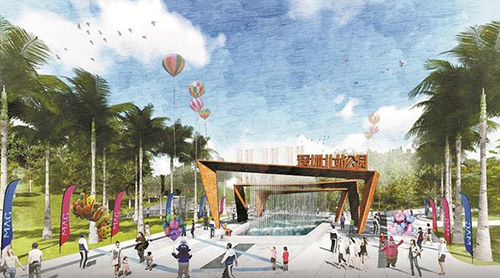 ���ڱ�վ���Ĺ�԰�����һ������������깤